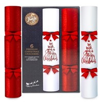 abeec Premium 14 Christmas Crackers 6 Pack | Elegant Red & White Design