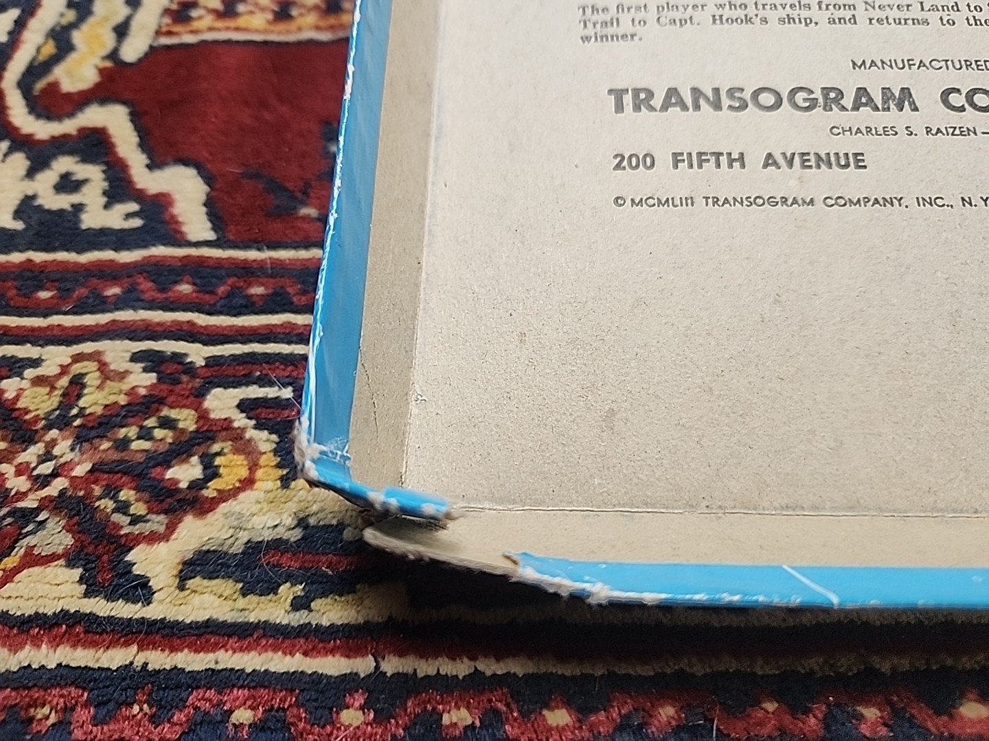 WALT DISNEY'S 1953 PETER PAN A GAME OF ADVENTURE GAME BLUE BOX 