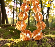 Heirloom Heavy Antique Edwardian Citrine Gemstone Faceted Bead Estate Necklace