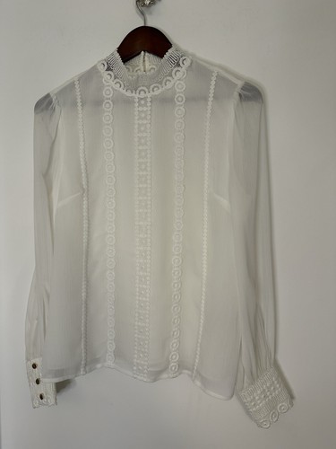 Blusa blanca de manga larga Ted Baker talla 2 UK 10 para dama - Imagen 1 de 5