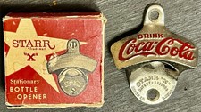 Vintage 1940's Coca Cola Wall Mount Bottle Opener w/ Original Box Starr X Brown
