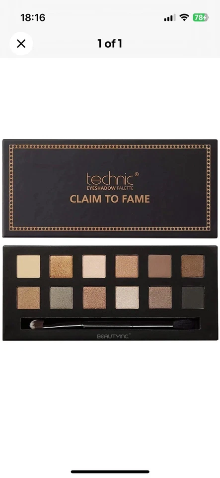 Technic Au Naturel Eyeshadow Palette - Eyes 12 Colour Brush Natural Nudes new - Image 2 of 2
