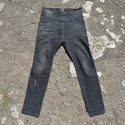 10sei0otto Black Hand Stitched Cotton Pants Slim Straight Italy Men Size M