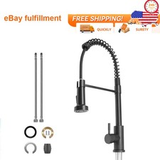 Matte Black Kitchen Sink Faucet Pull Down Sprayer Swivel Single Handle Mixer Tap