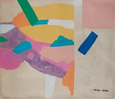 Kenzo Okada Signed Abstract Oil Painting on Canvas - Japanese Modern Art