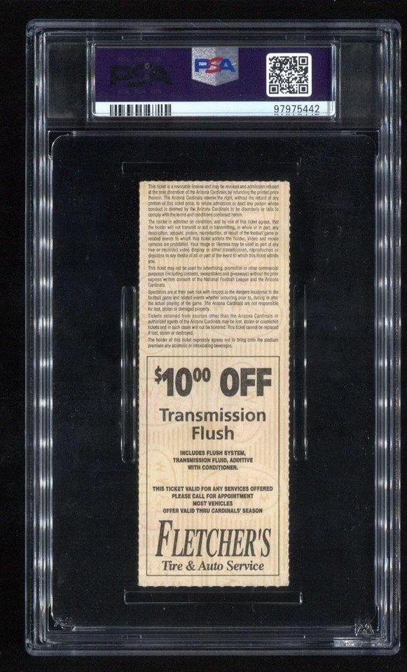 Pat Tillman 1st Rushing Attempt - PSA Ticket 1999 Arizona Cardinals PSA 4 - Image 2 of 2
