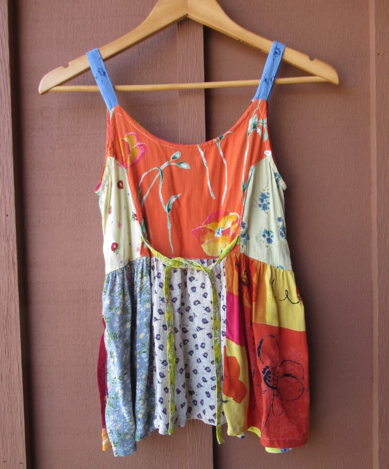 Top para mujer XS/S Hilos sagrados floral boho retazos listo para festival sin mangas Foto 4 de 4