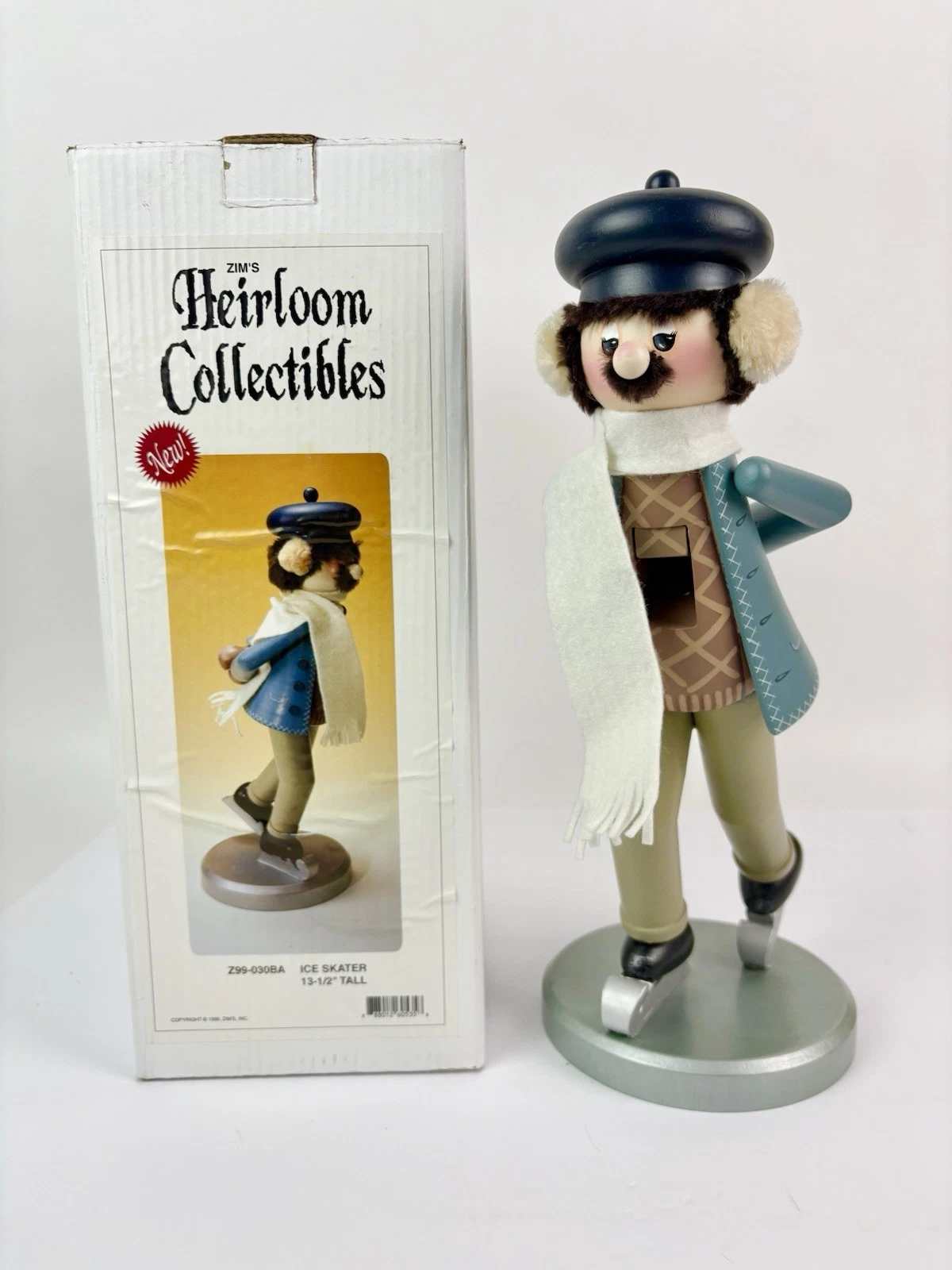 1999 Zim's Heirloom Collectibles Ice Skater Nutcracker 13.5" Z99-030BA With Box