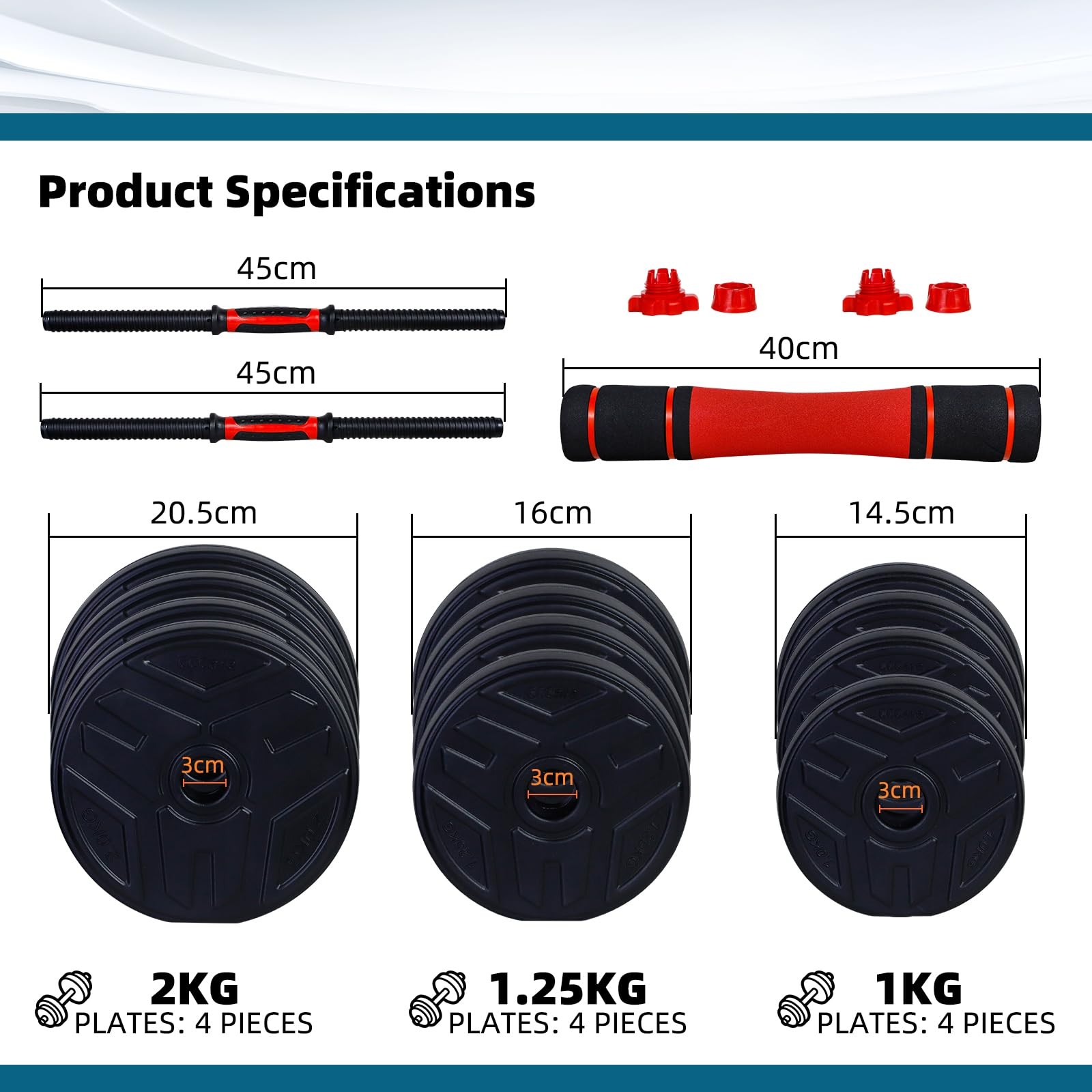 CCLIFE manubri regolabili palestra 2 Set set di pesi professionale 20/25/30/40kg foto 5