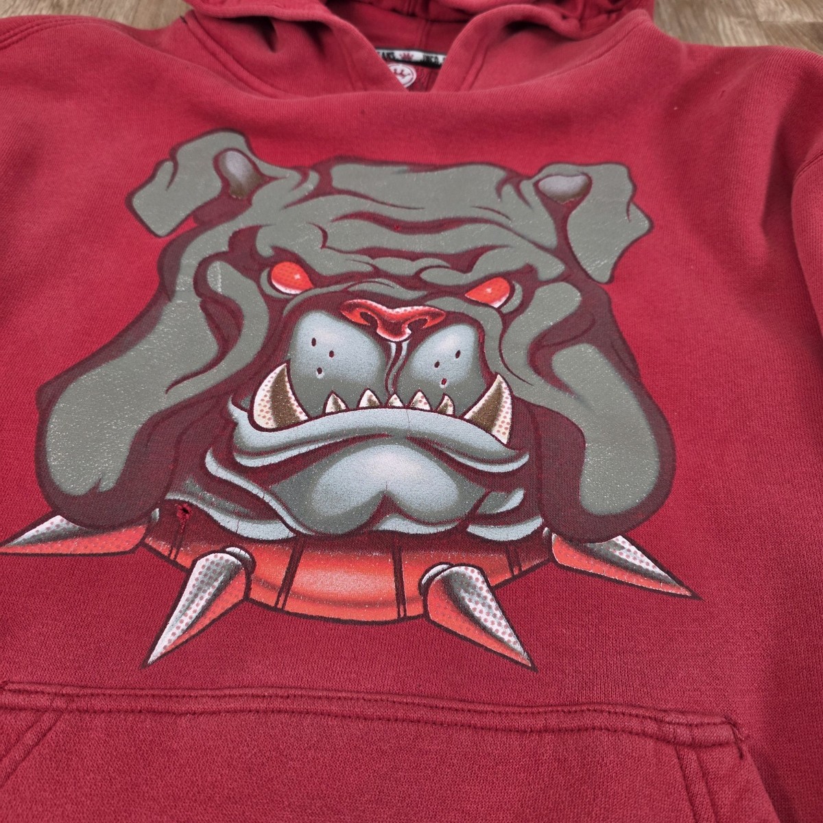 未使用 JAN-COOGO ジャンクーゴ GA-86 Vtg 90's JNCO Jeans Sweatshirt Bulldog Logo Size S YOUTH Red