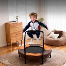 36" Foldable Mini Trampoline For Kids Ages 1-6 With Foam Handle