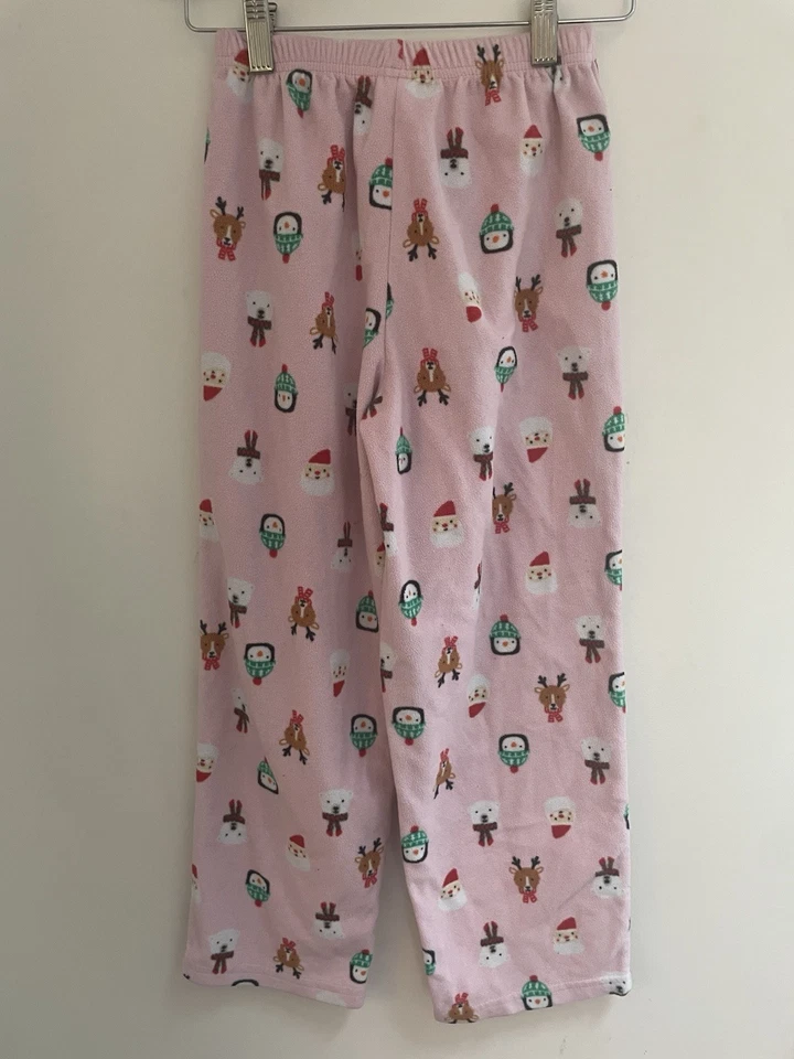Carter's Kid Girl Cute Santa Reindeer Bear Cozy Fleece Christmas PJ Pants Pink 8 - Image 3 of 4