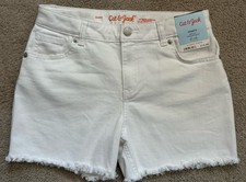 NWT Cat  Jack Girls White Stretch Mid Rise Shorts Adjustable Waist Size 14