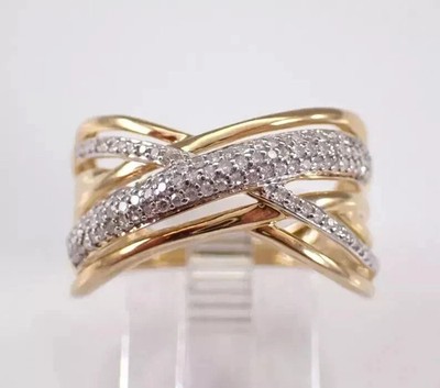Mehrreihiger Verlobungsring 1,8 kt Rundschliff echter Moissanit 14 K Gelbgold plattiert