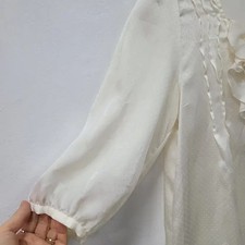 TIEMS Ivory Blouse with Ruffle Details M