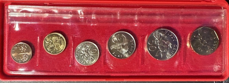 1988 Singapore 6 Pc Uncirculated Coin Set In Original Packaging 