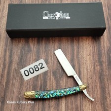 Cherokee Cutlery Stone Works Straight Razor Imitation Abalone Handles