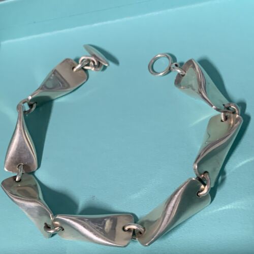 Georg Jensen Sterling Bracelet # 104B, Edvard Kindt-Larsen. Toggle DENMARK Rare!