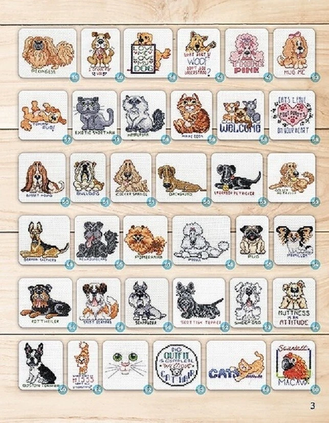 Cross Stitch Pattern Book 150 LUVABLE PETS Motifs ~ Dogs, Cats, Birds, Horse + - Image 4 of 4
