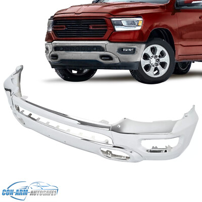 For Ram 1500 2019-2023 Chrome Steel Front Bumper Face Bar W/ Fog Light Holes