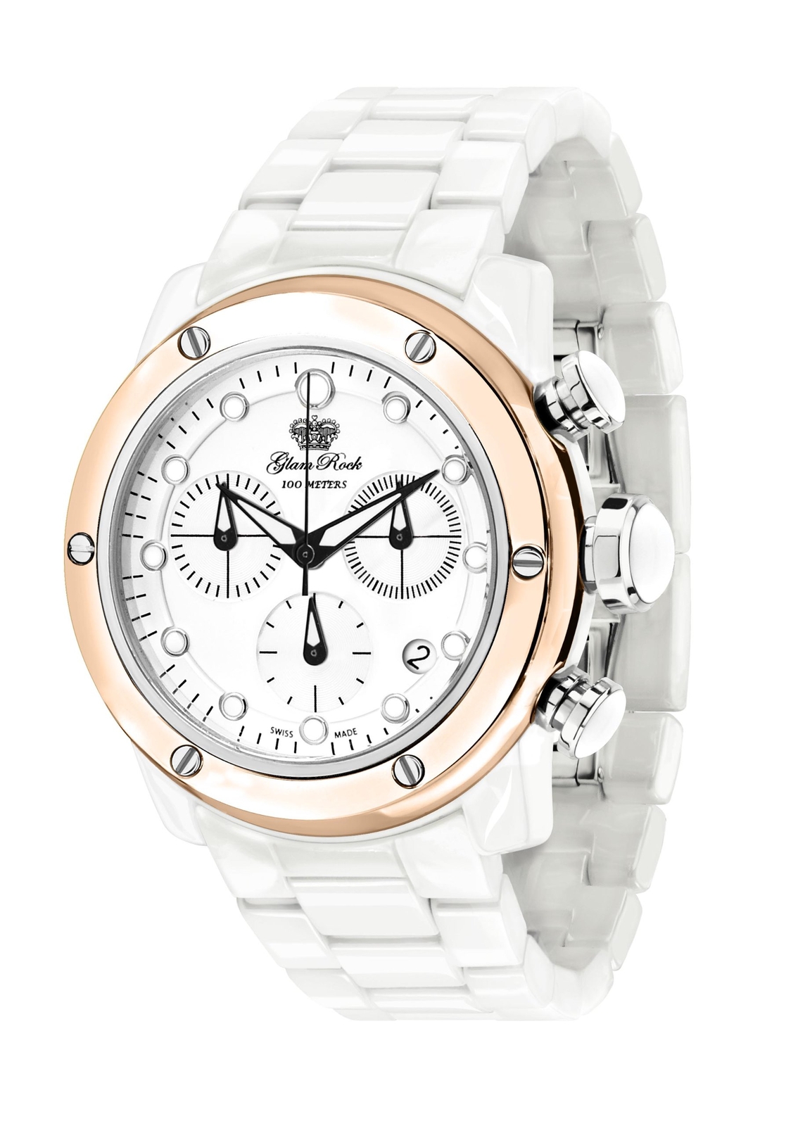 Glam Rock Women's GR50102 Aqua Rock Chronograph White Dial Ceramic Watch