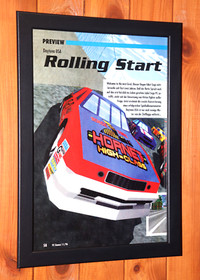 1996 Daytona USA Sega Saturn Dreamcast Vintage Promo Small Poster Ad Page Framed