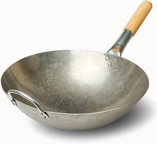 1.8 mm Thickness Heavy Duty Hand Hammered Carbon Steel Wok 14 inch, Round Bottom 1.8 mm Thickness Heavy Duty Hand Hammered Carbon Steel Wok 14 inch, Round Bottom - Image 1