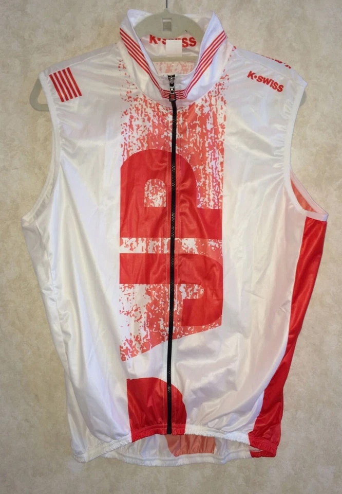 K SWISS MS Wind S/L Vest Japan Triathlon Cycling White Red NEW Mens Womens Sz L - Image 3 of 4