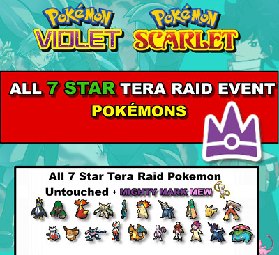 ALLE 7 STERNE TERA RAID Pokémon in Pokémon Scharlachrot/Violett + mächtigste Marke MEW