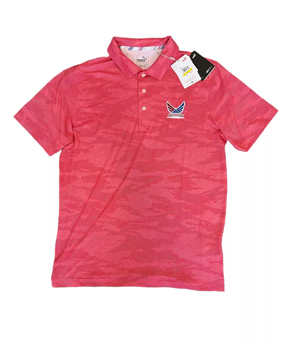 Puma Volition America Golf Polo Shirt Risk Camo Red Men s Size Medium 577956 03