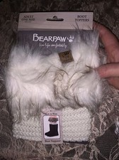 Bearpaw Fur Boot Toppers Hard To Find Sold Out Everywhere White Knit Fur NWT