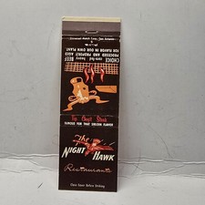 Vintage Matchbook Cover - NIGHT HAWK Restaurant Austin & San Antonio Texas TX