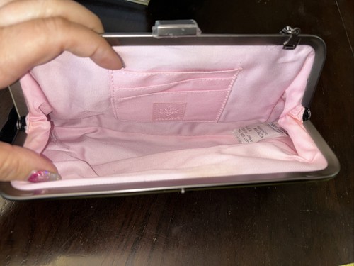 NUEVO Bolso de Mano Mary Kay Noche Mujer Negro Terciopelo Rosa Forrado Bolso sin asas con espejo - Imagen 12 de 15
