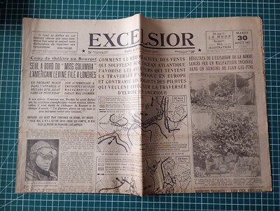 BE017 Zeitung EXCELSIOR 30. August 1927 - Flieger Drouhin Levine Hinghliffe