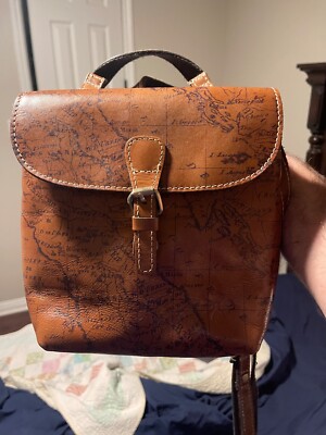 Patricia Nash Brown Tan Vintage Map Leather Backpack Luzille Backpack - Heritage – Patricia Nash main image 2