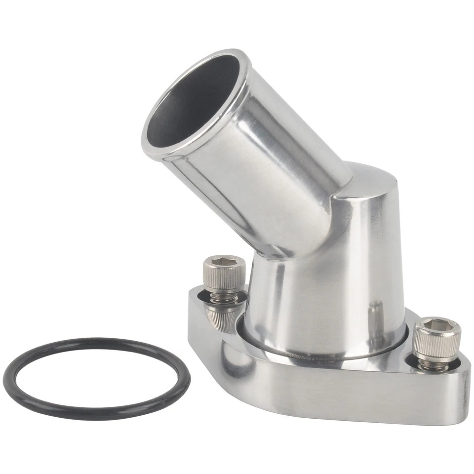 Carcasa termostato cuello agua giratorio pulido 45° para SBC BBC Chevy 327 350 396 Foto 4 de 4