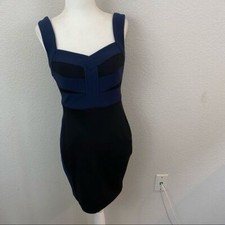 BCBGeneration Black and Navy Body Con Dress Sweetheart Neckline Size 2