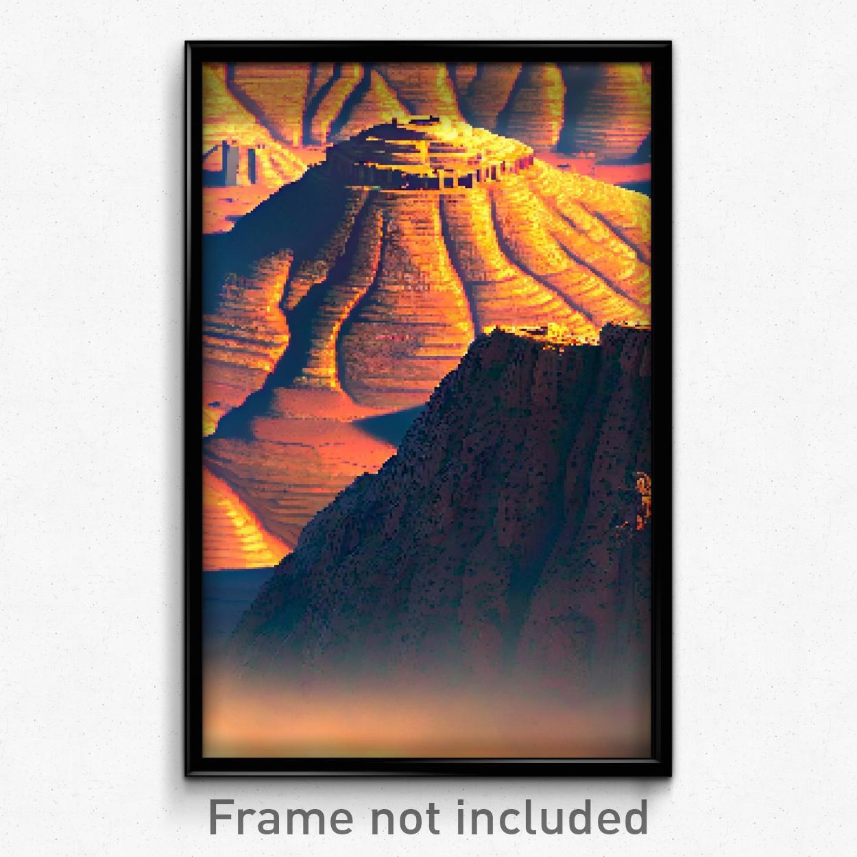 8-Bit Pixel Art Poster - Spotted Butte Psychedelic Trippy Gamer Print