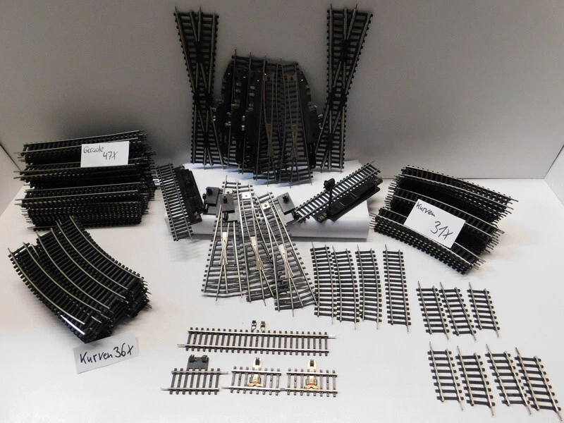 Piko H0 Hohlgleis Schienen 140 Stück Gerade + Kurven / Weichen / Signale Set 123