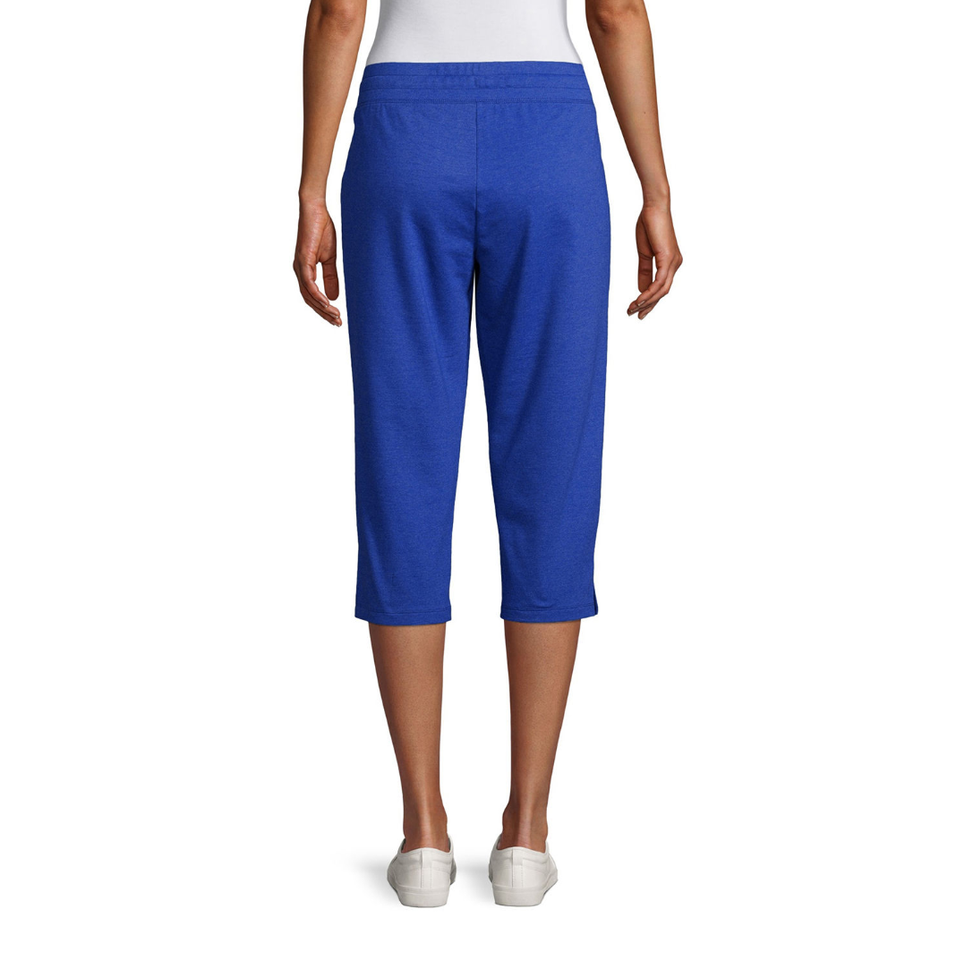 St. John’s Bay French Terry Capris Mid Rise Crop Pants Blue Petite Size