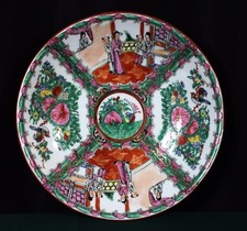Large antique chinese rose medallion plate 12"