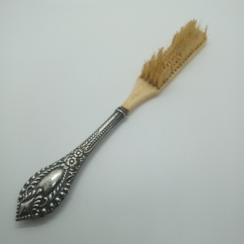 French Victorian Era Bone/ Sterling Silver Handle Brush Vintage, Antique 1890's