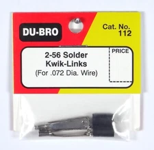 DU-BRO 2-56 SOLDER KWIK-LINKS FOR .072 WIRE ( PACKAGE OF 2 )( CAT. # 112 )