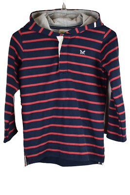 Crew Clothing Kinder 1/4 Reißverschluss Sweatshirt Pullover Größe 9/10 Jahre Baumwolle gestreift Hoody