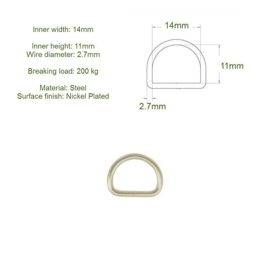 Welded D RINGS 10, 12, 14, 16, 18, 20, 22, 24, 26, 28, 30, 35, 40, 50mm - Silver - Picture 4 of 16