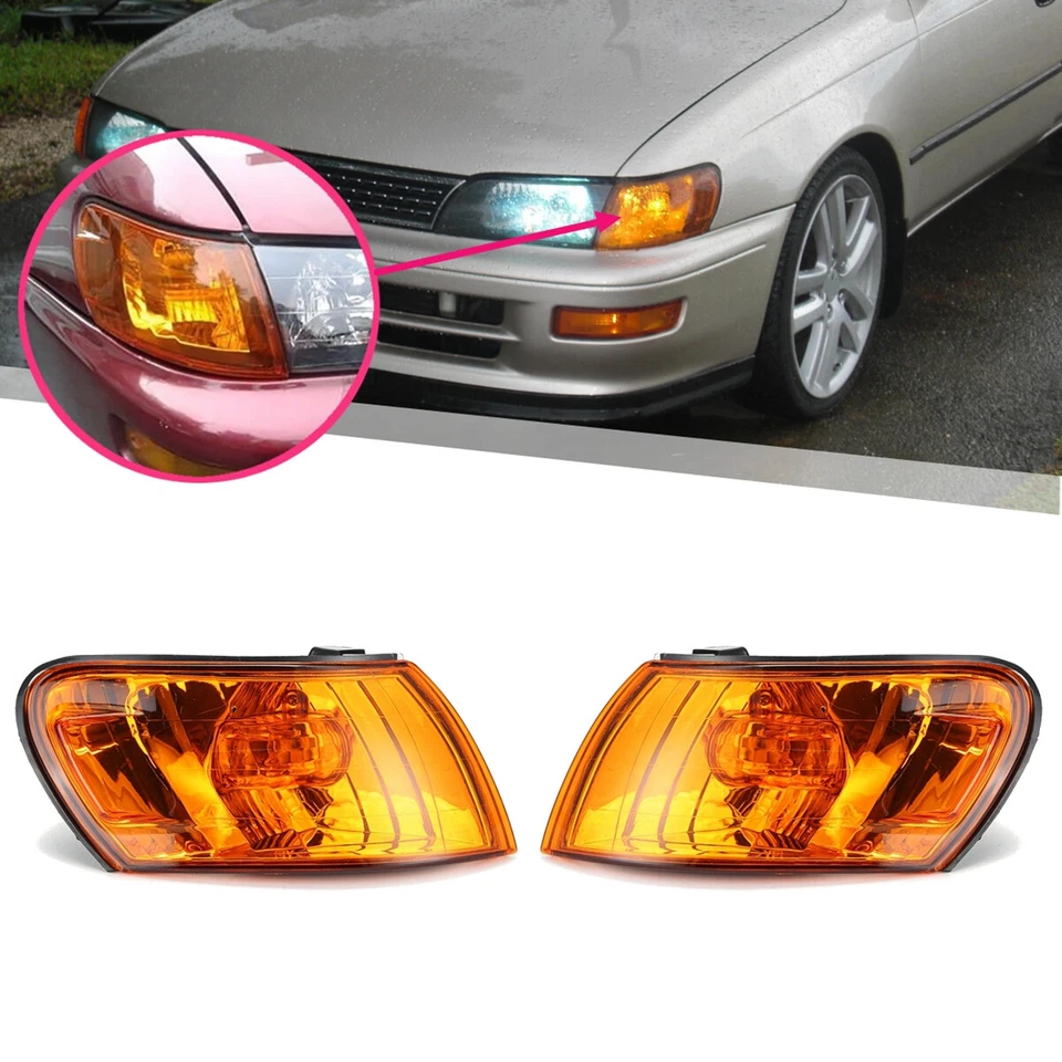 2x Front Parking Corner Amber Lights For Toyota Corolla AE100 AE101 E100 93-97 - Image 3 of 4