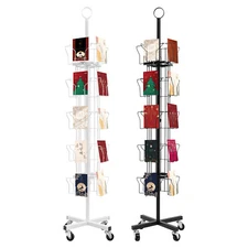 Greeting Card Rack Spins 20 Pocket Black/White Retail Display Rotating Holder