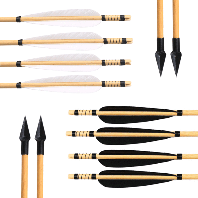 Archery 31'' Wooden Arrows 8mm Shaft Feather Fletched For LongBow Recurve Bow Archery 31'' Wooden Arrows 8mm Shaft Feather Fletched For LongBow Recurve Bow