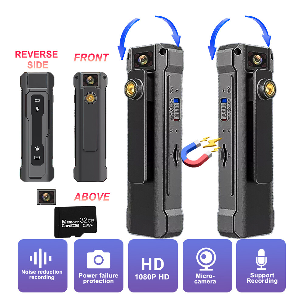 1080P Camcorder Mini Pocket Police Body Camera HD 180° Video DVR IR Night Cam-image