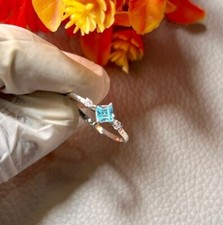 925 Sterling Silver Ring Women With Natural Blue Topaz Gemstone FJ11